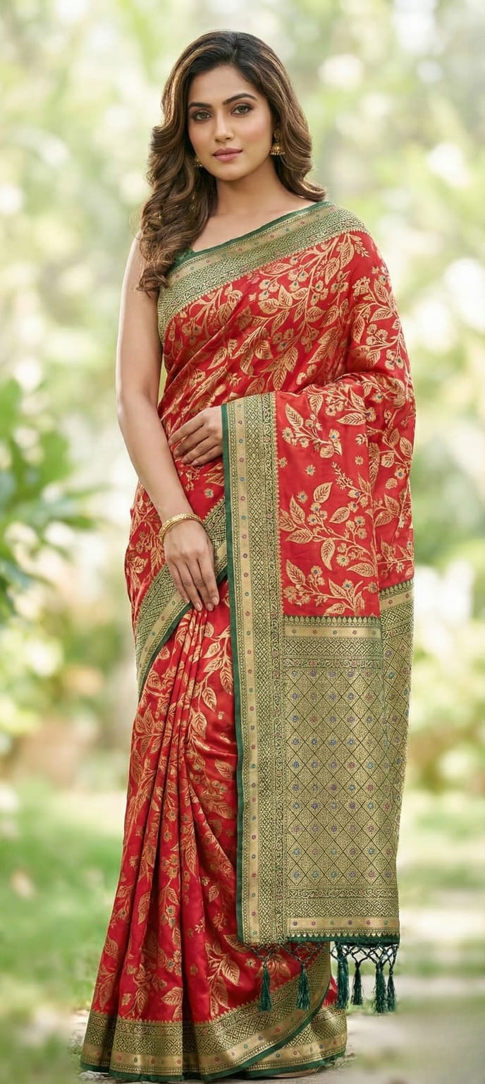 Kanchipuram Silk with Meena Emboes Saree