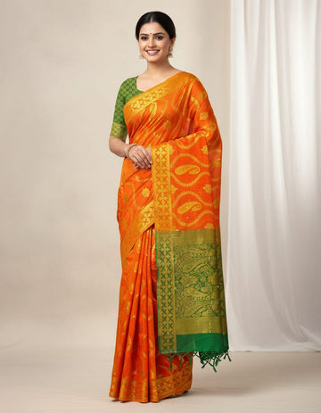 Royal Orange Banarasi Saree