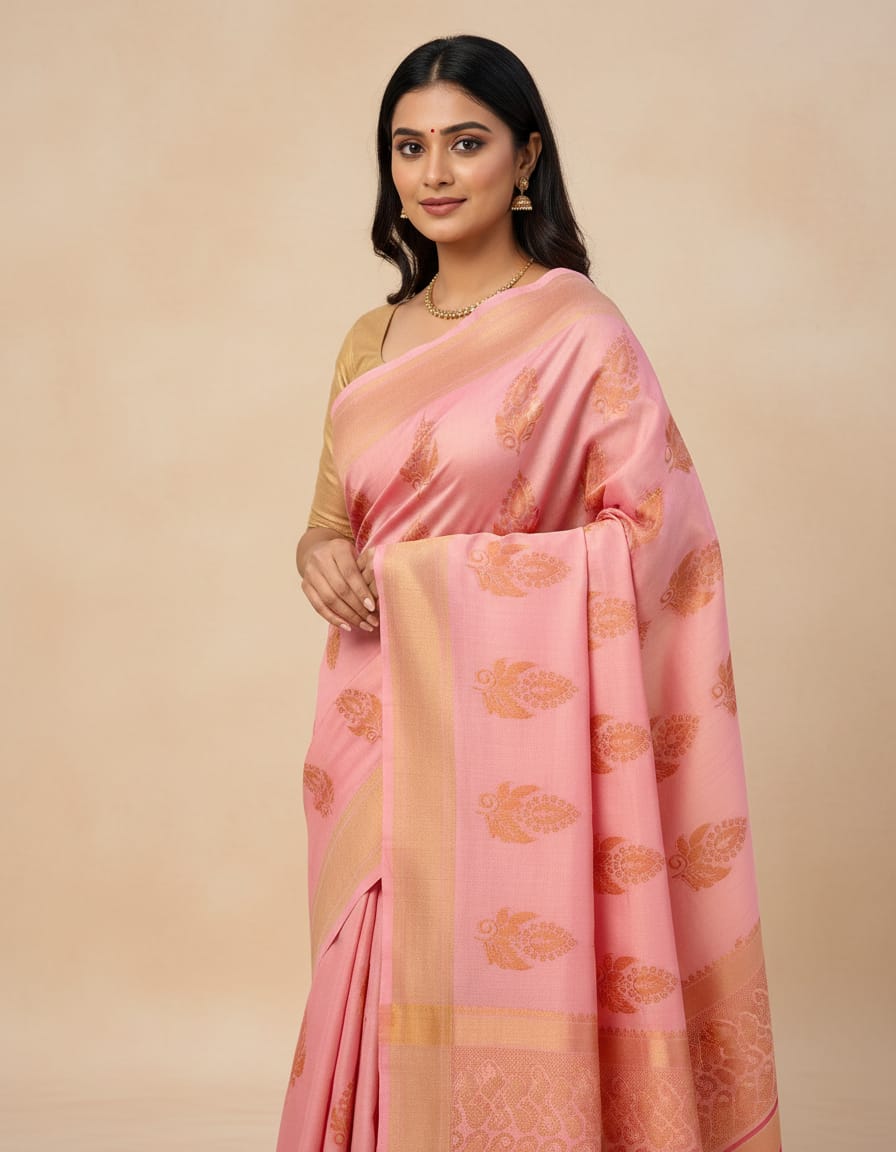 Copper Jari saree