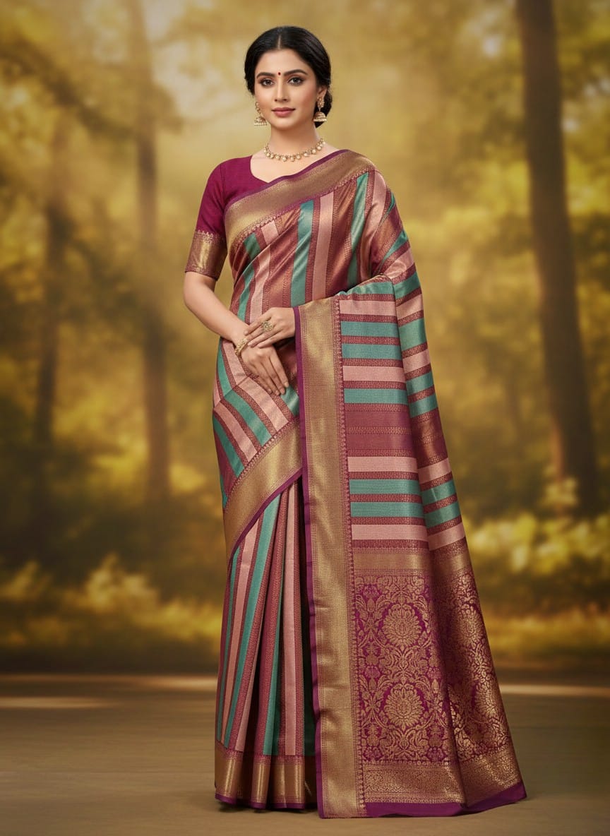 kanchipuram multicolour pattu saree