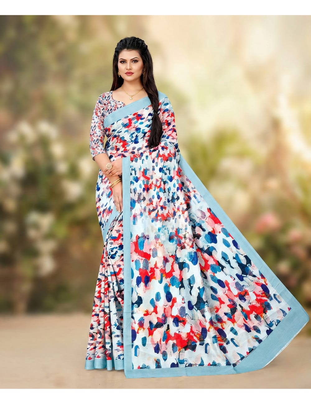 3D Digital Print Sandal With Multicolour Comfort Saree