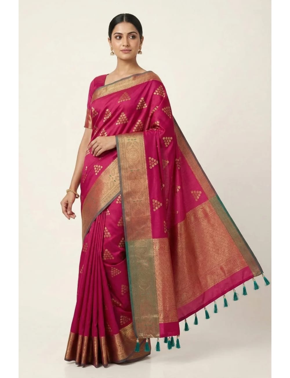 Thread Jari Elegance Pink Saree