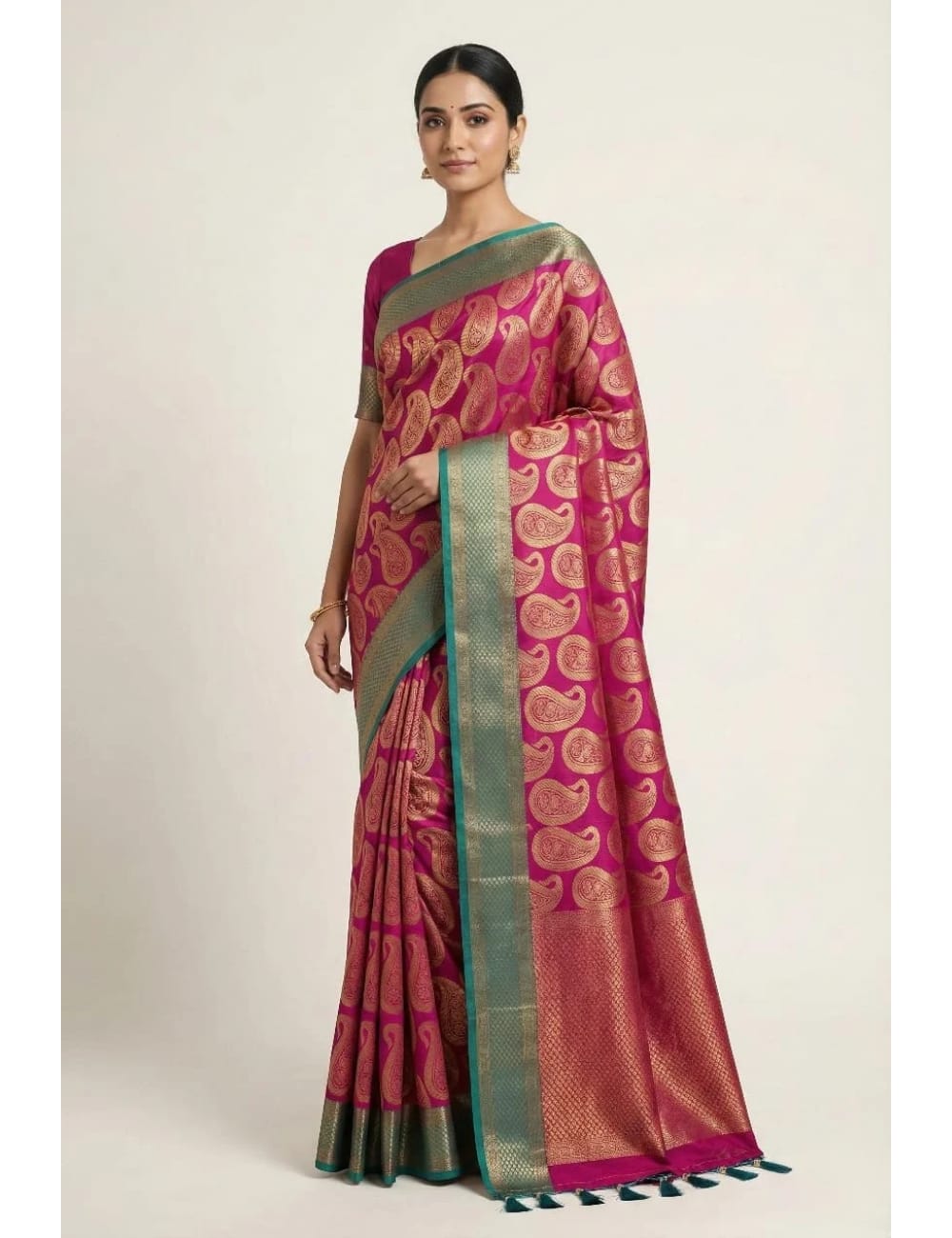 Thread Jari Elegance Pink Saree