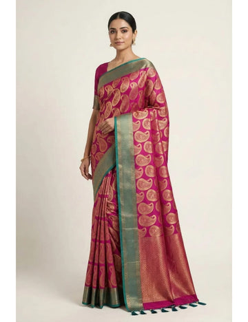 Thread Jari Elegance Pink Saree