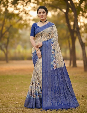 Peacock Gold Sandal With Blue Banarasi Saree
