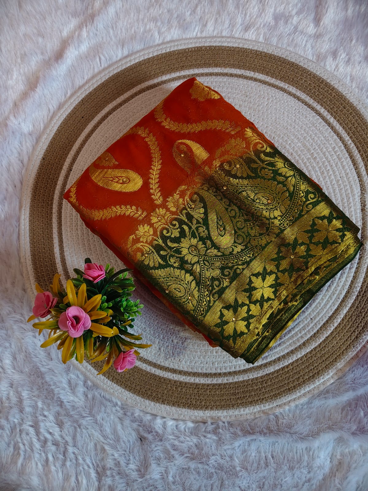 Royal Orange Banarasi Saree