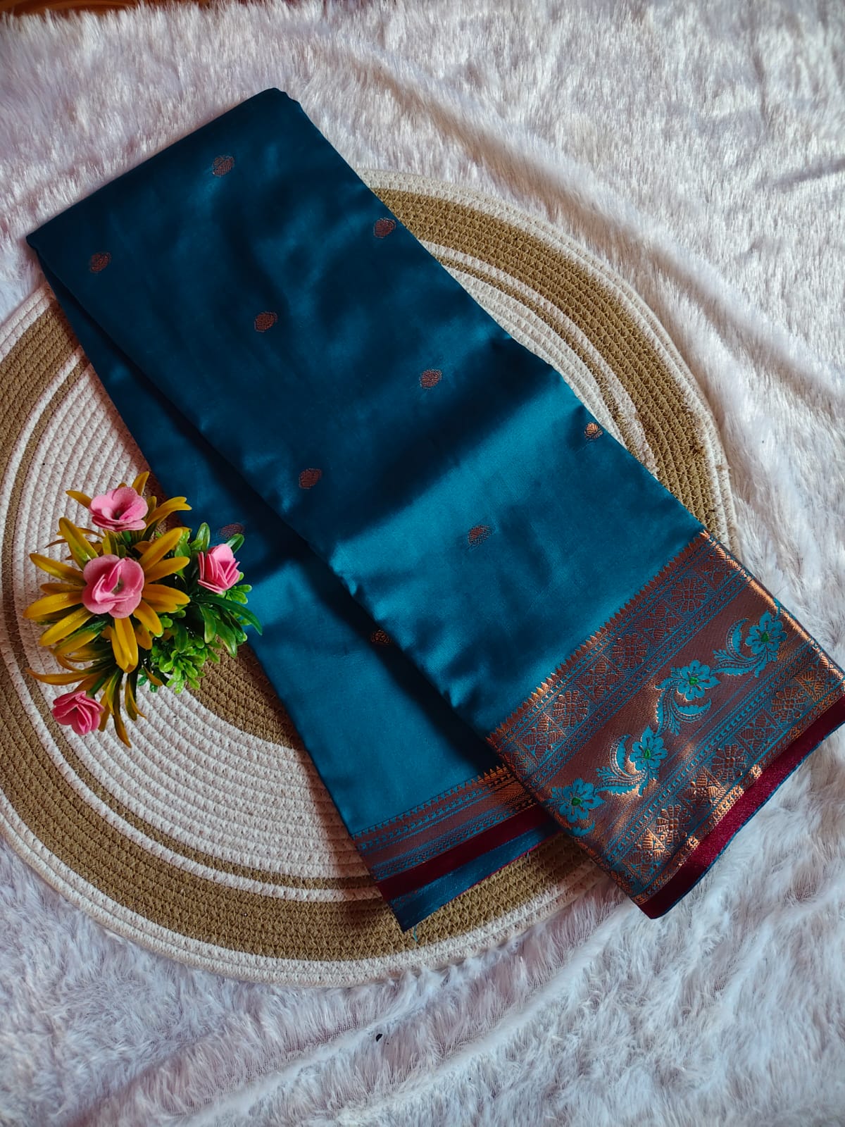 Soft Blue Kanchipuram Silk Saree