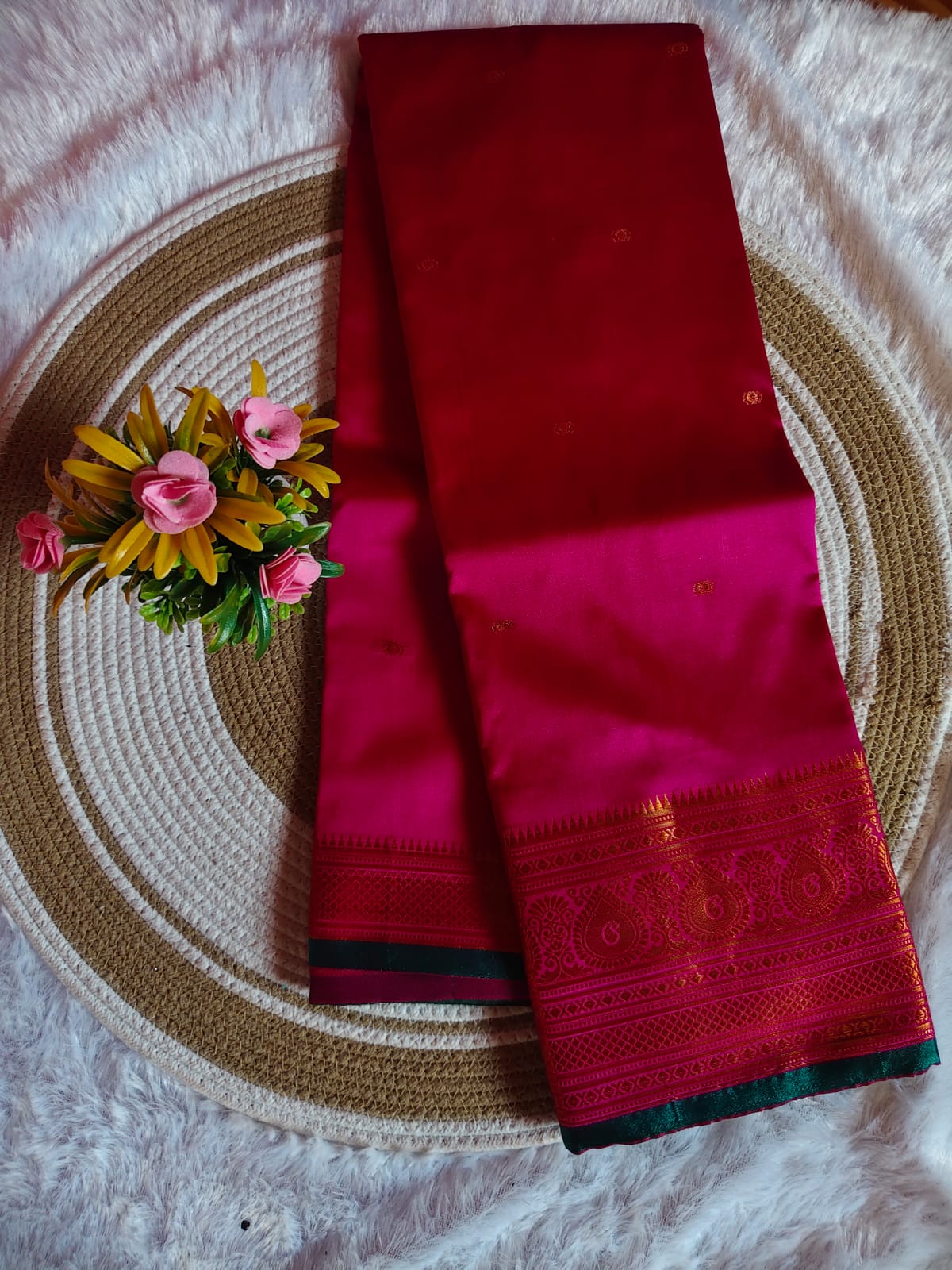 Soft Rani Pink Kanchipuram Silk Saree