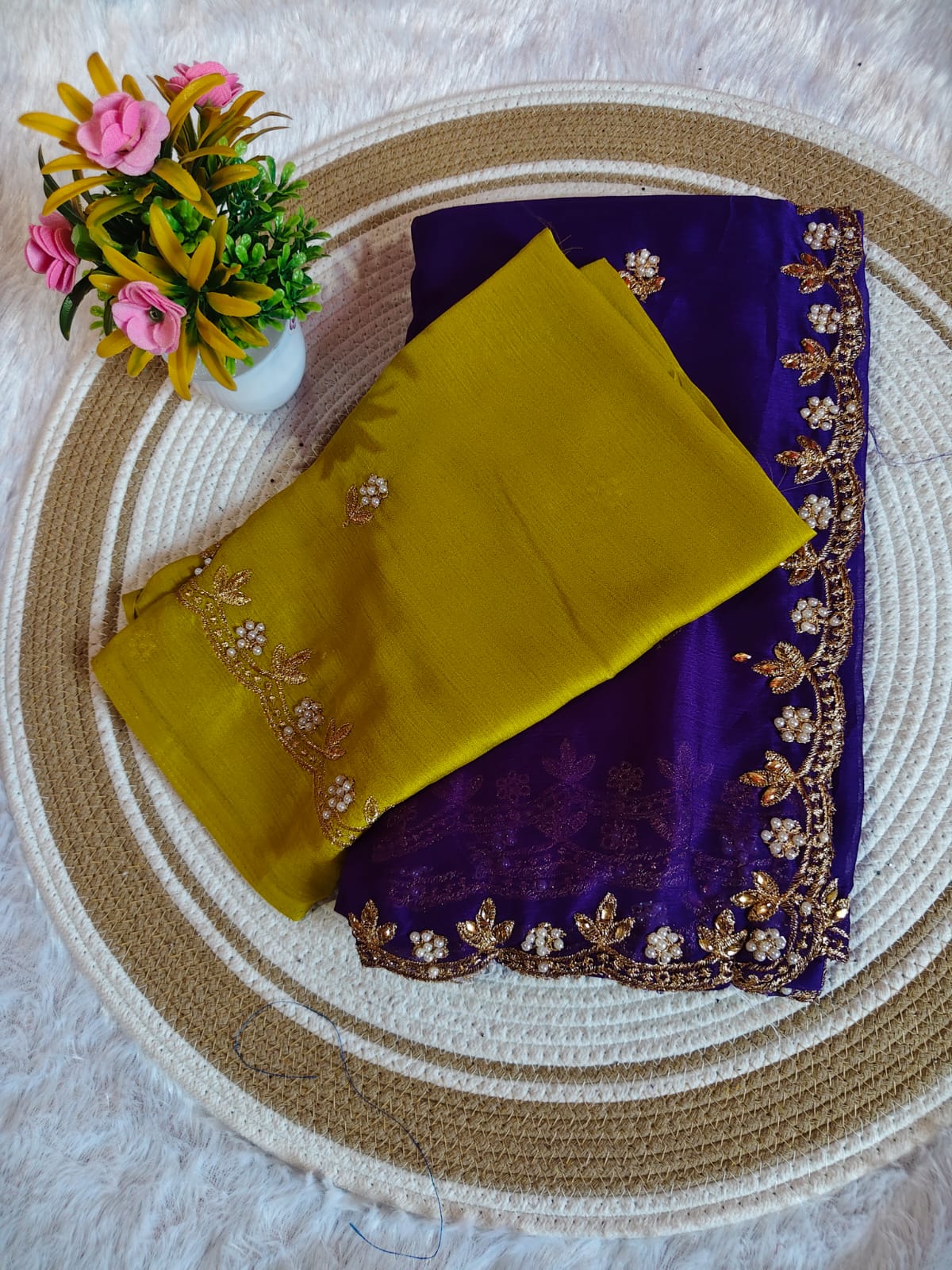 Pearl Blue With Light Green Grace Georgette Saree