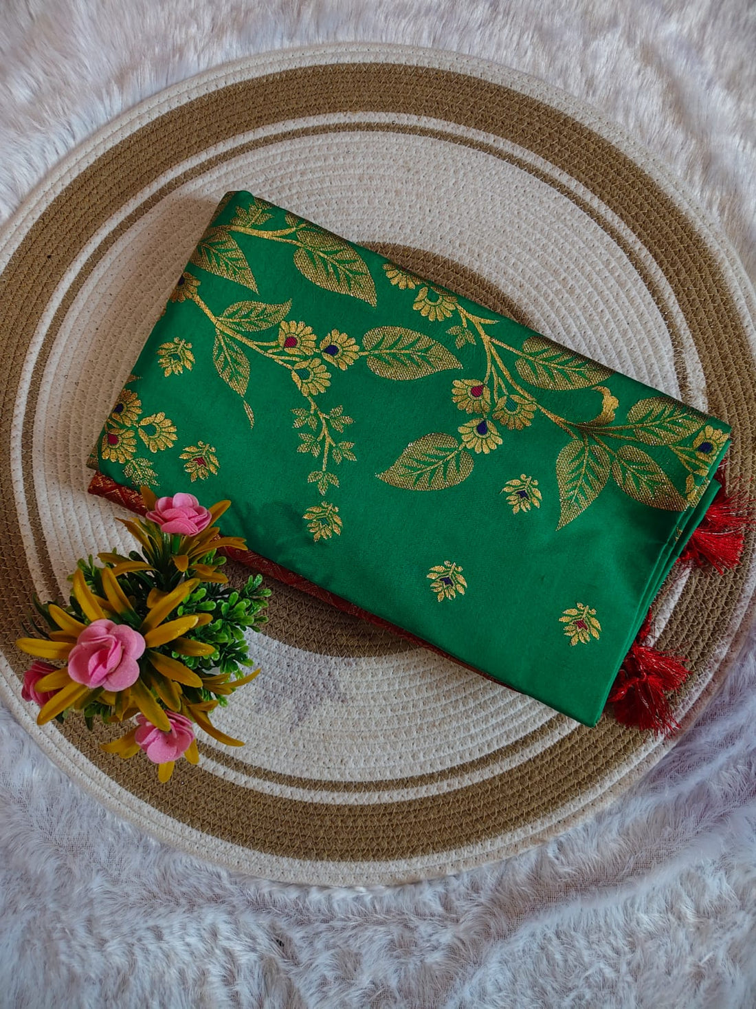 Meena Emboss Teal Green Kanchipuram Silk Saree