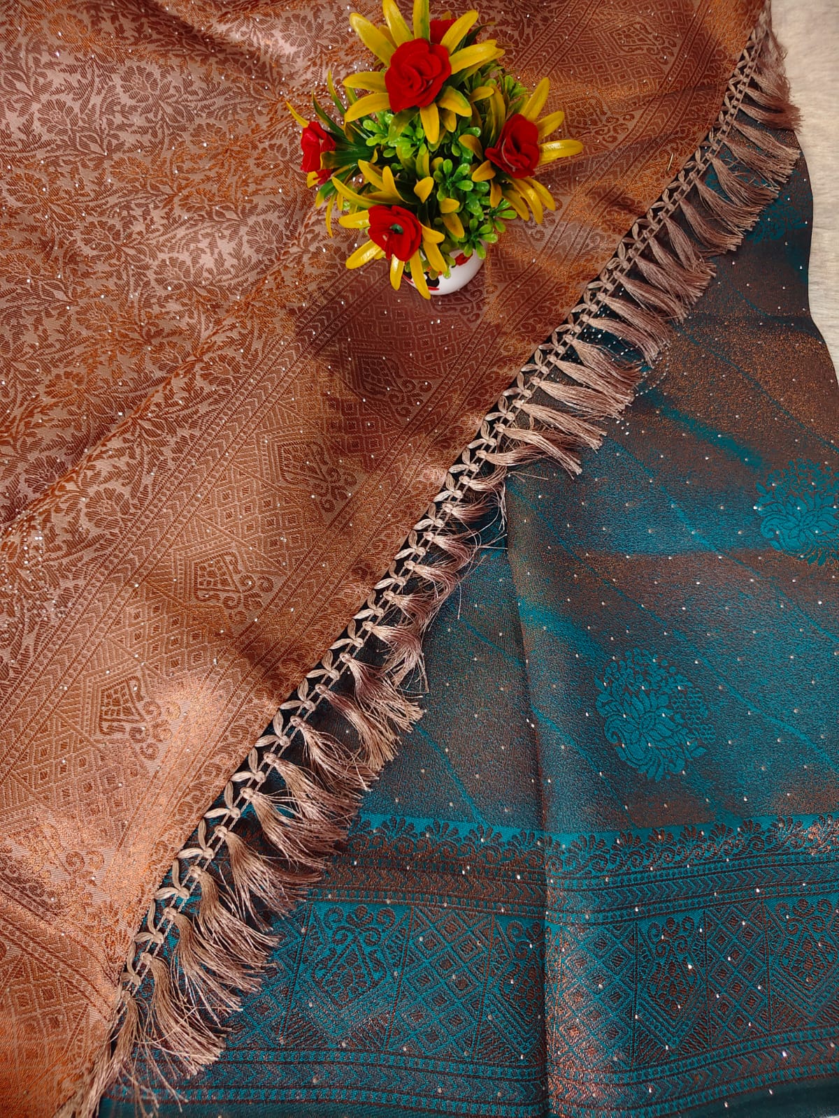 Grand Sky Blue Stone Work Kanchipuram Silk Saree