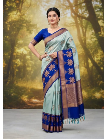 Light Blue With Blue Dual Tone Dream Saree