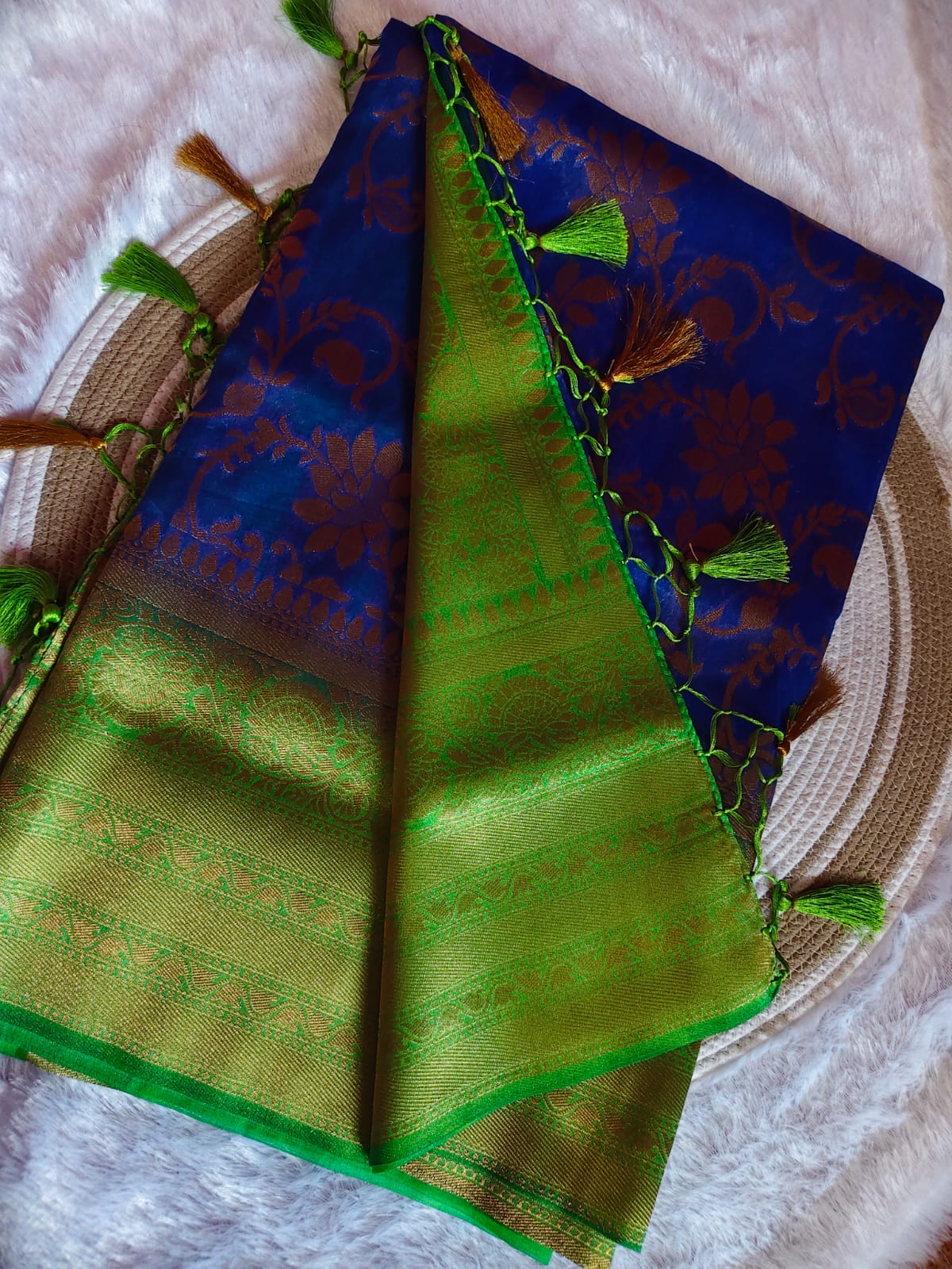 Banarasi Sky Blue Tissue Full Jari Work Saree