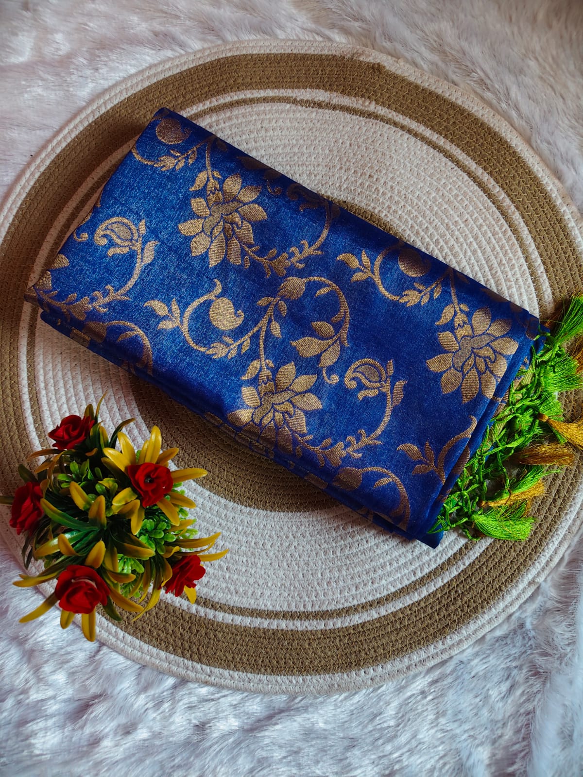 Banarasi Sky Blue Tissue Full Jari Work Saree