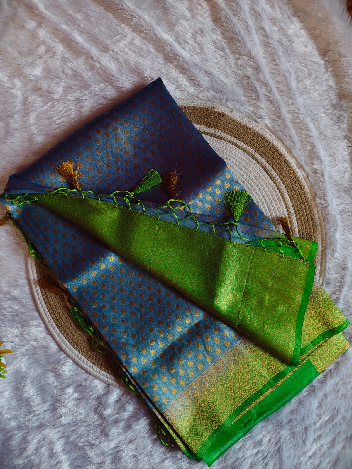 Banarasi Sky Blue Tissue Full Jari Work Saree