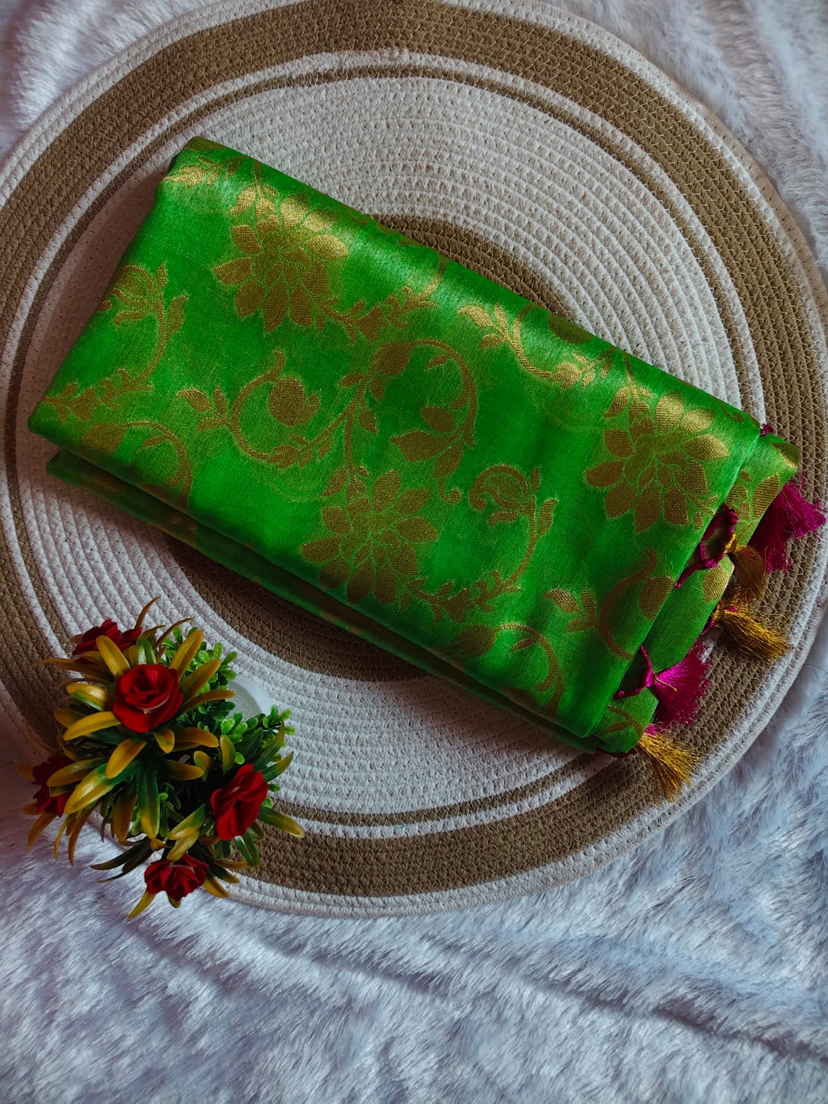 Banarasi Light Green Tissue Full Jari Work Saree