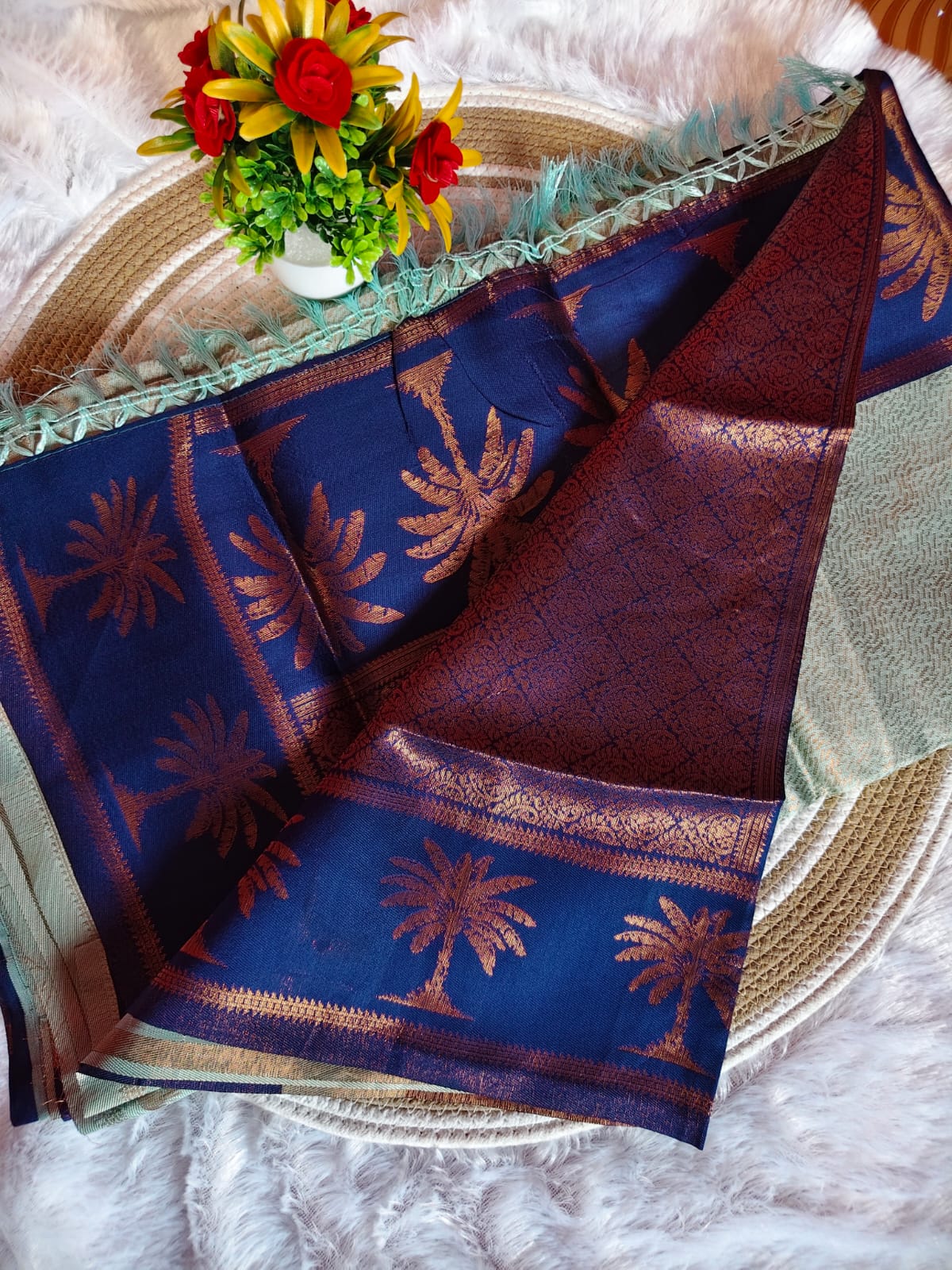 Light Blue With Blue Dual Tone Dream Saree