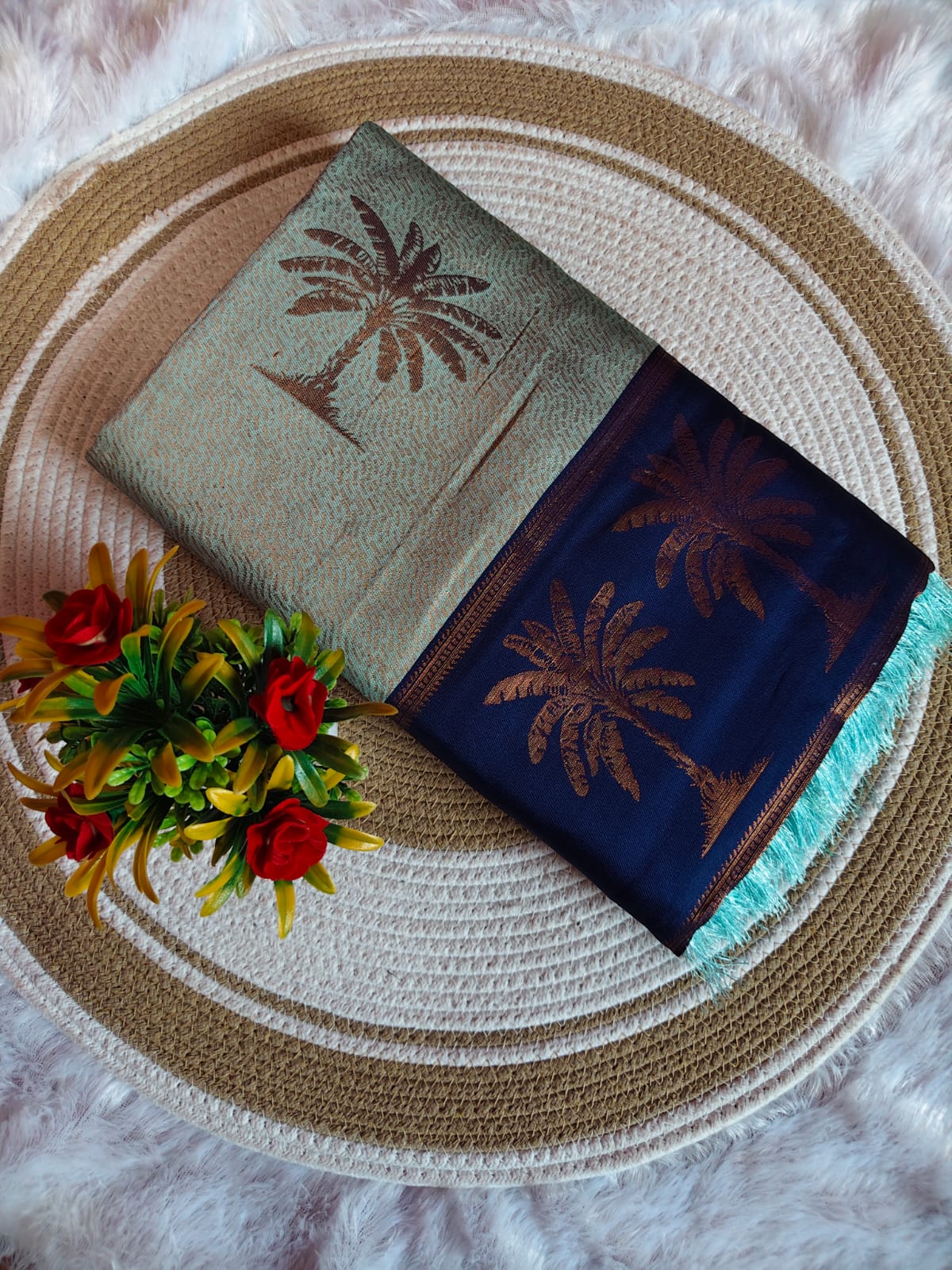 Light Blue With Blue Dual Tone Dream Saree