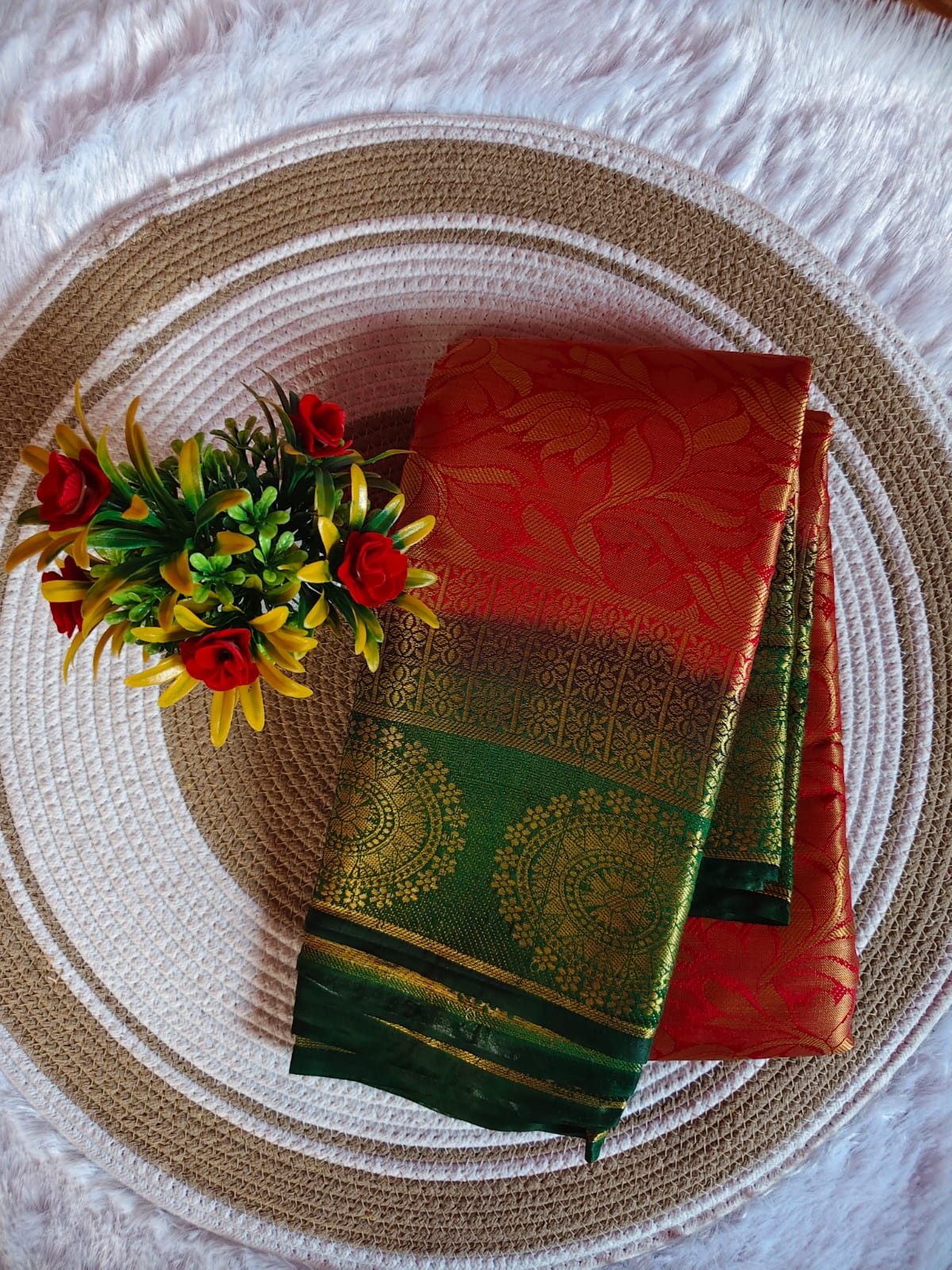 Royal Soft Red Banarasi Saree