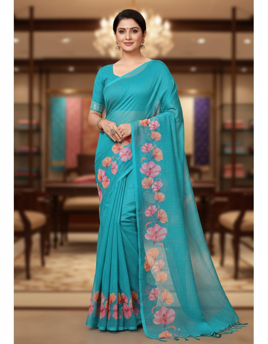 Lilan Digital Flower Design saree