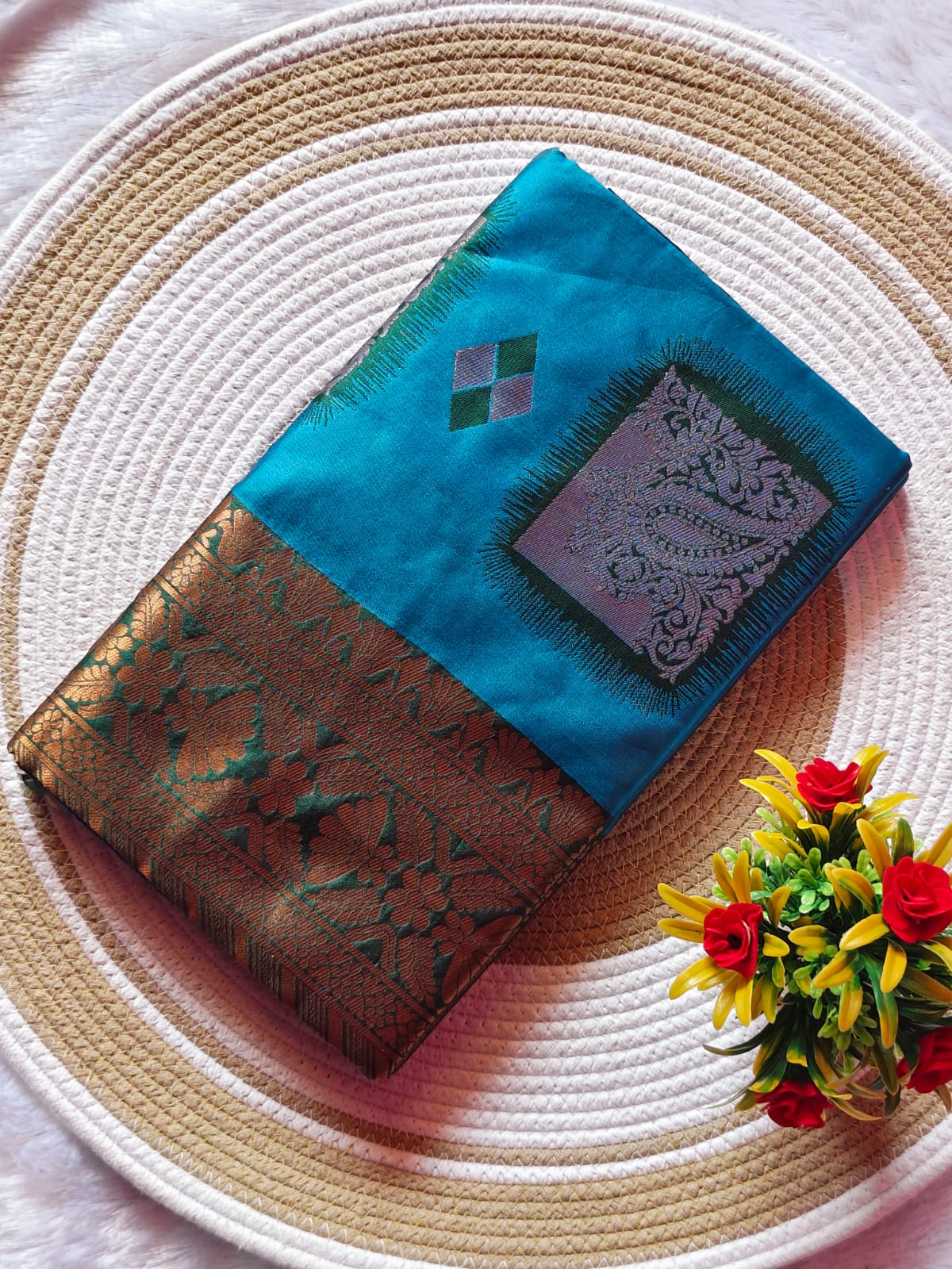 Sky Blue Dual Shade Silk Saree – Premium Contrast Border