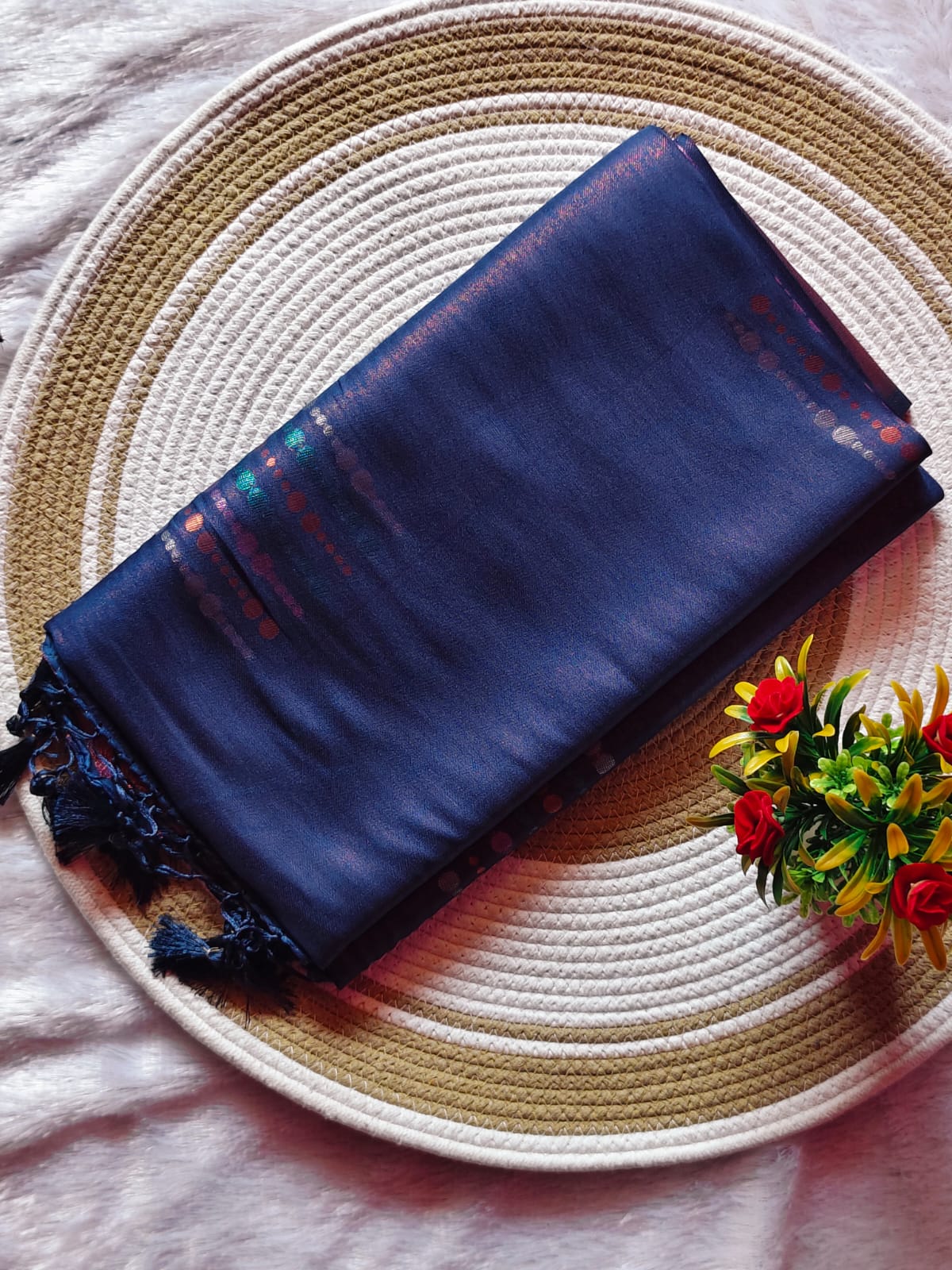 Royal Tower Pattern Navy Blue Saree