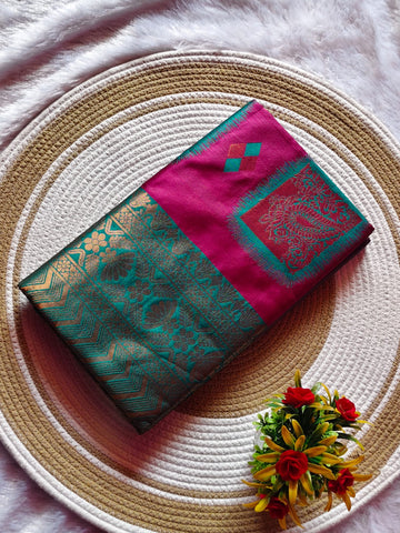 Purple Dual Shade Silk Saree – Premium Contrast Border