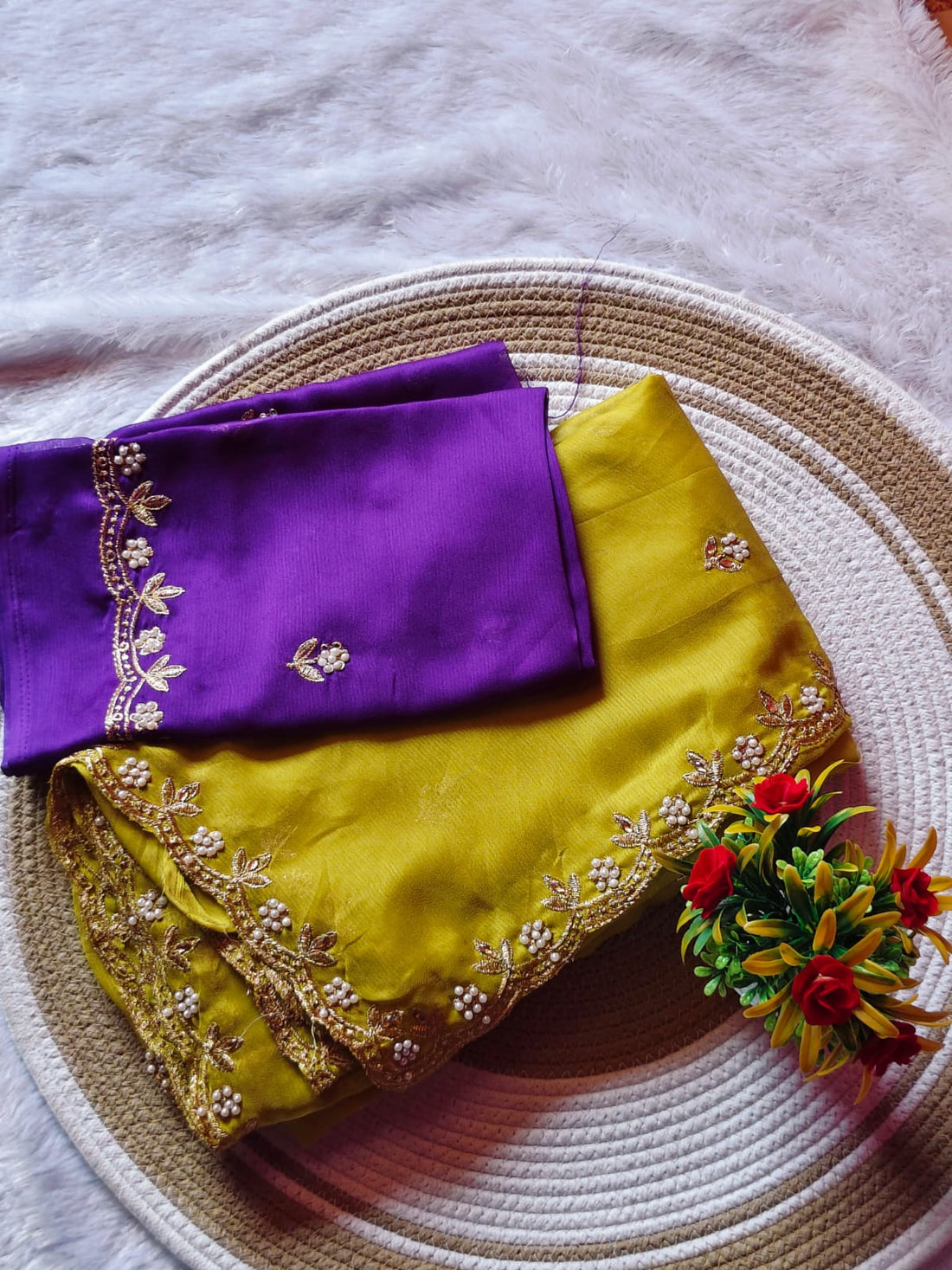 Pearl Light Greenish Yellow Grace Georgette Saree