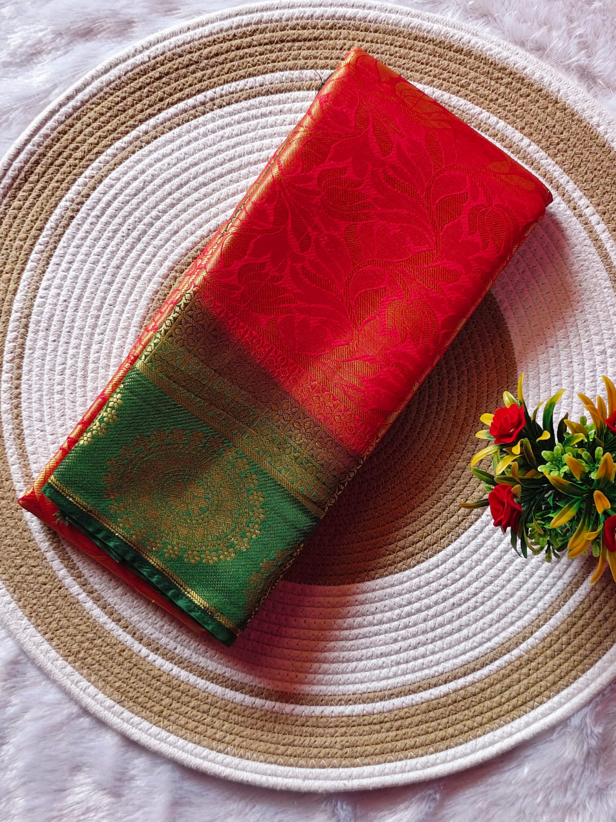 Royal Soft Red Banarasi Saree