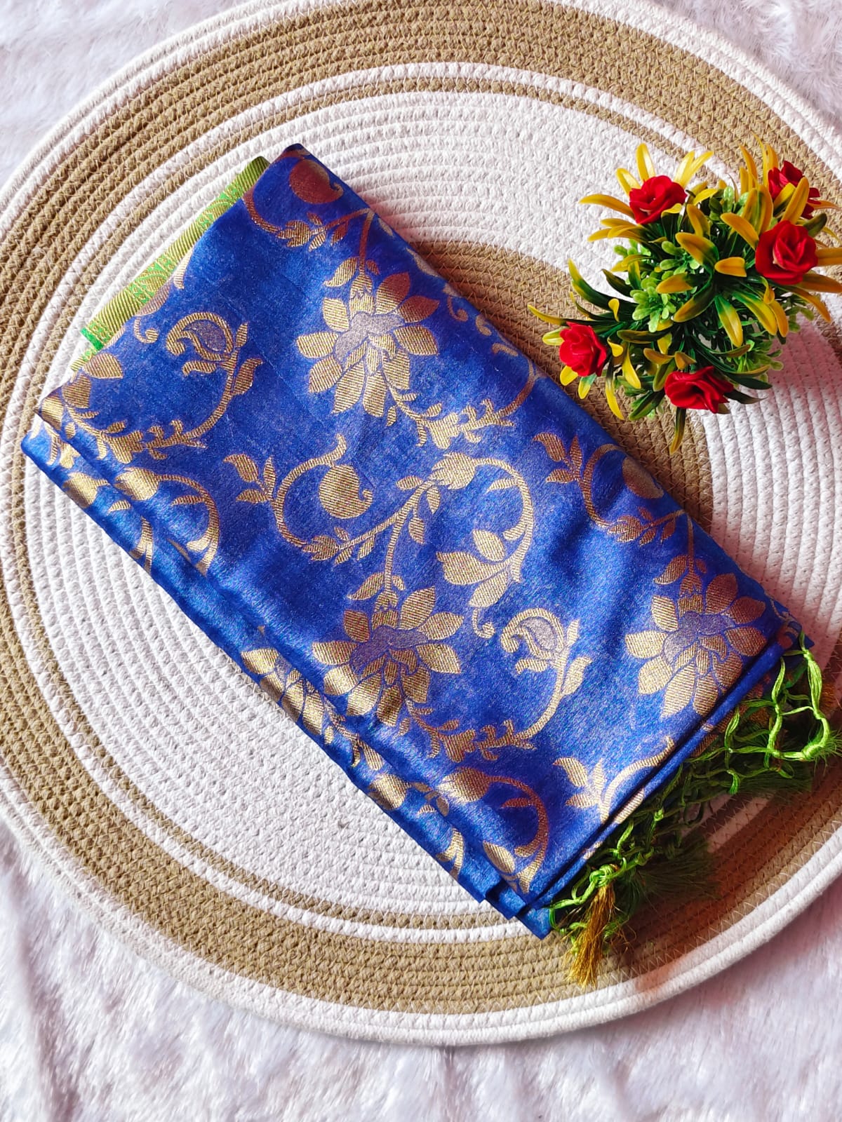 Banarasi Sky Blue Tissue Full Jari Work Saree