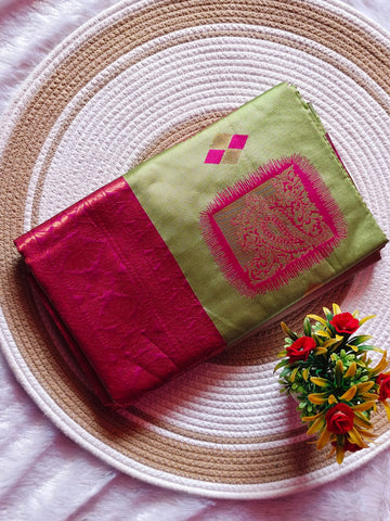 Mahandi Green Dual Shade Silk Saree