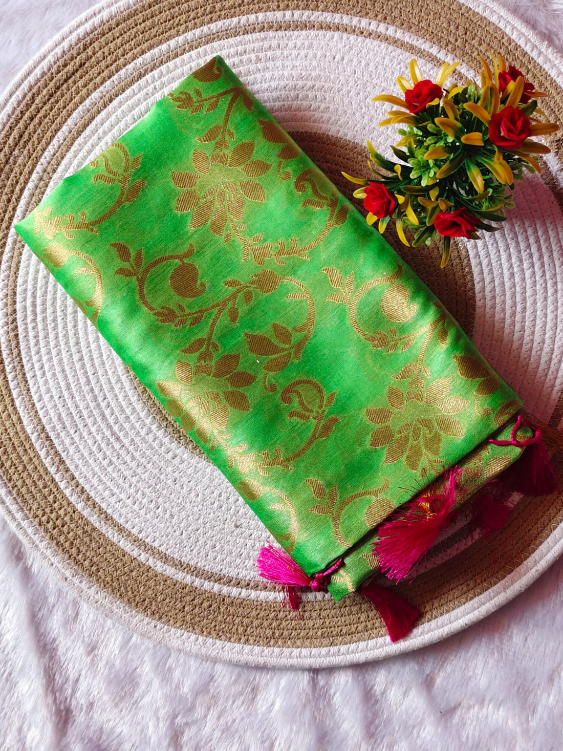 Banarasi Light Green Tissue Full Jari Work Saree