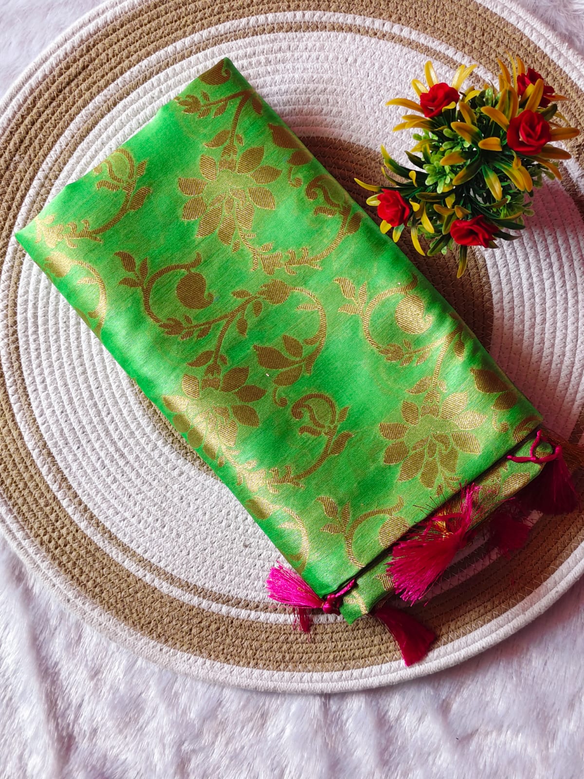 Banarasi Light Green Tissue Full Jari Work Saree