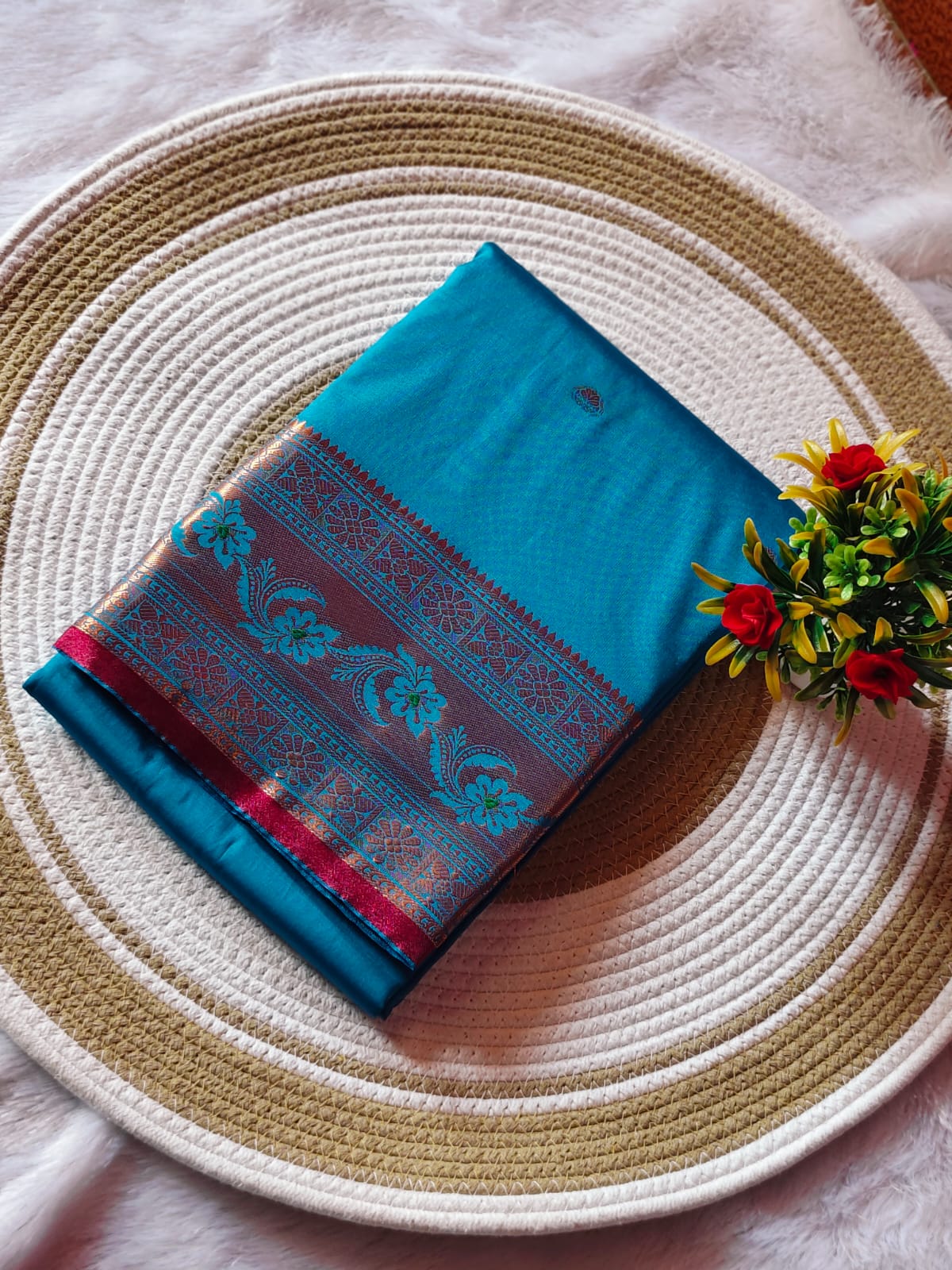 Soft Blue Kanchipuram Silk Saree