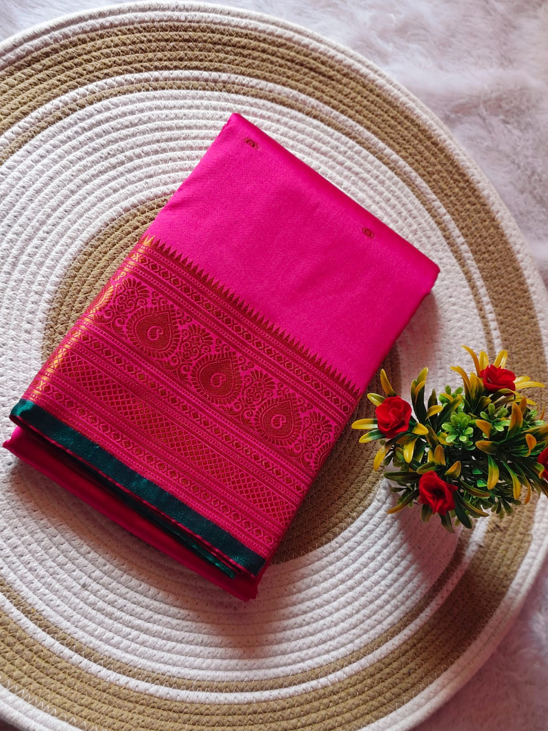 Soft Rani Pink Kanchipuram Silk Saree