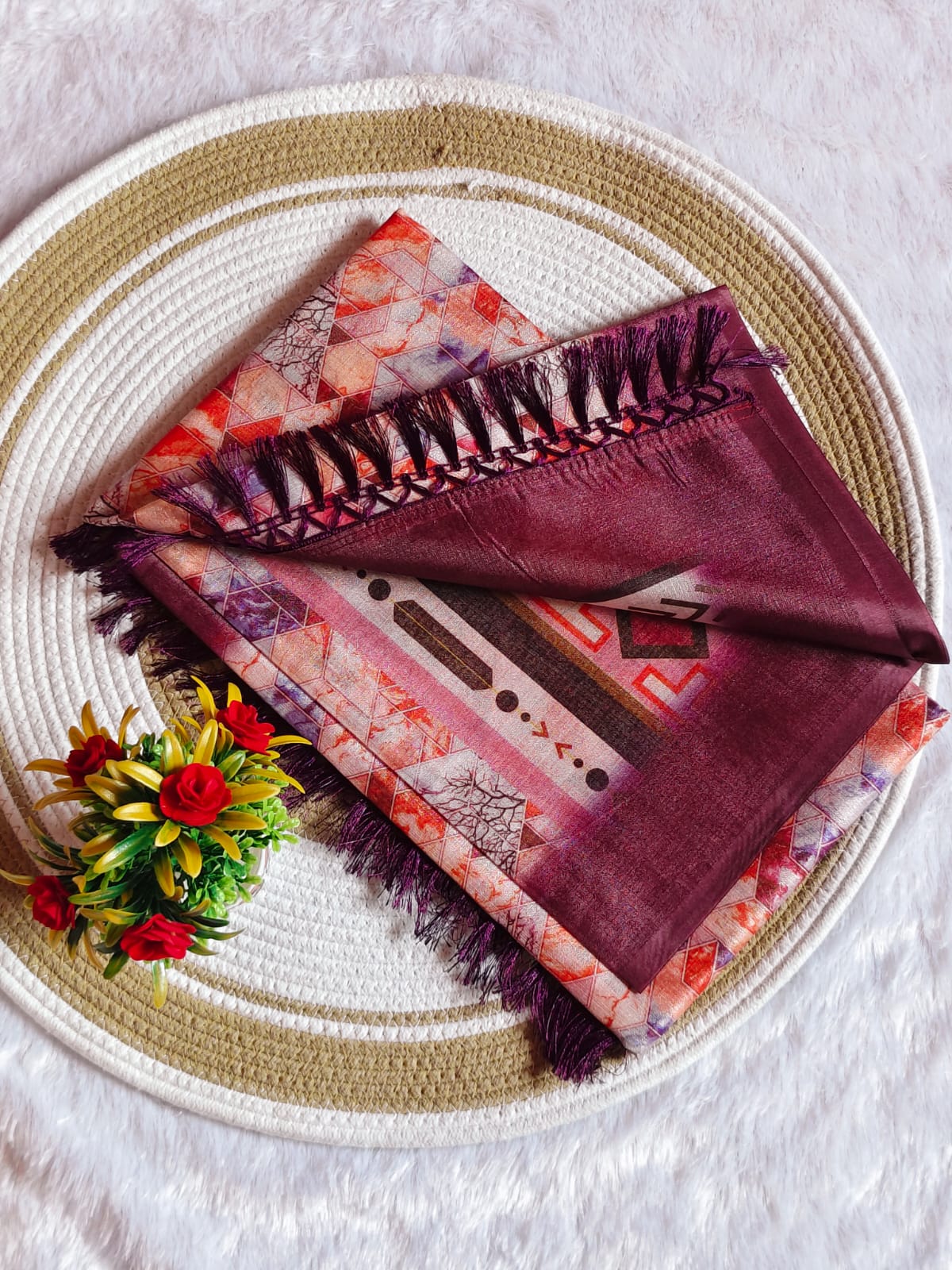 3D Digital Print Dasky Pink Comfort Saree