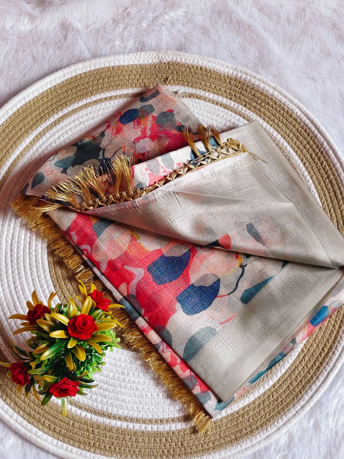 3D Digital Print Sandal With Multicolour Comfort Saree