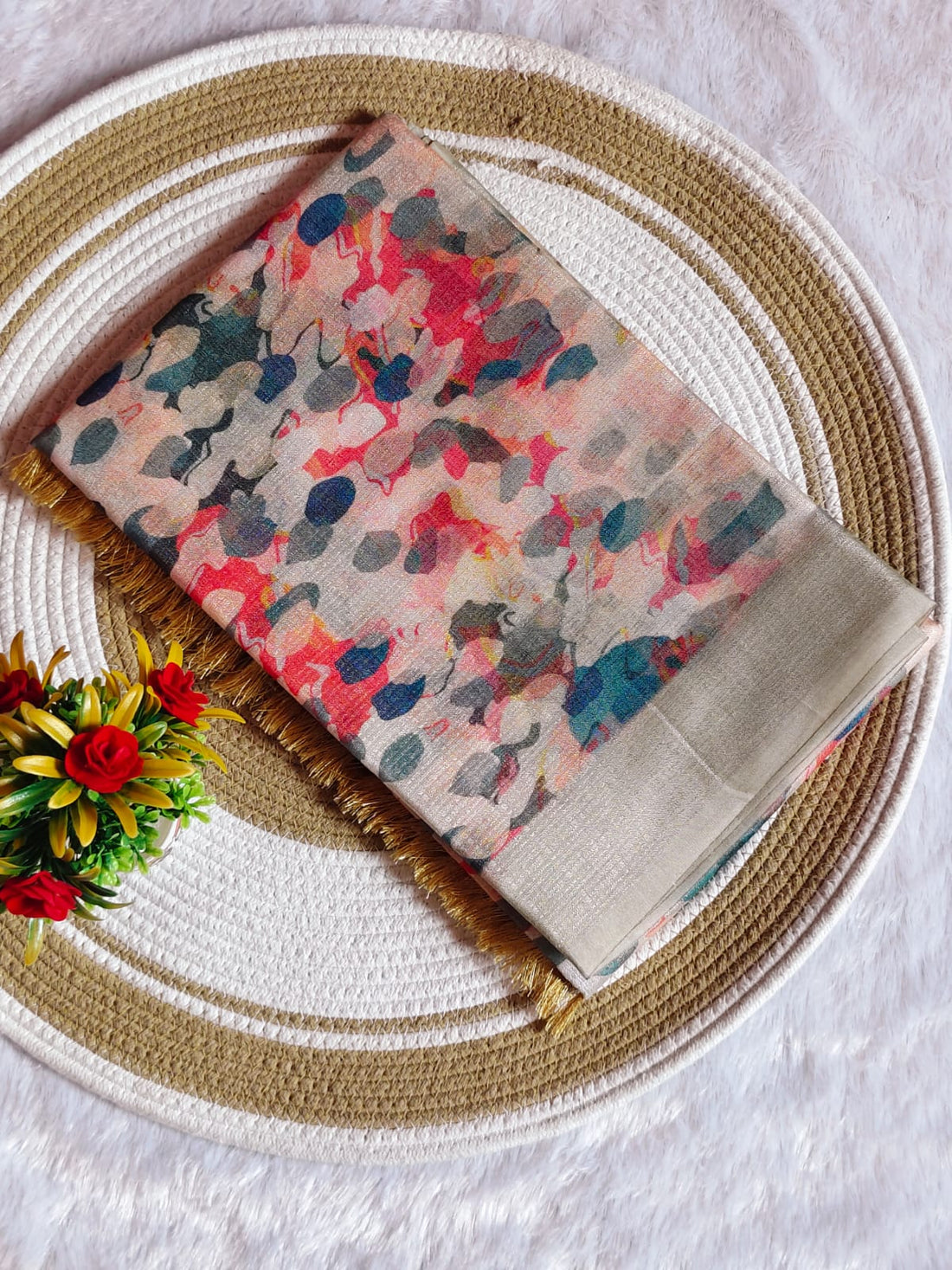 3D Digital Print Sandal With Multicolour Comfort Saree