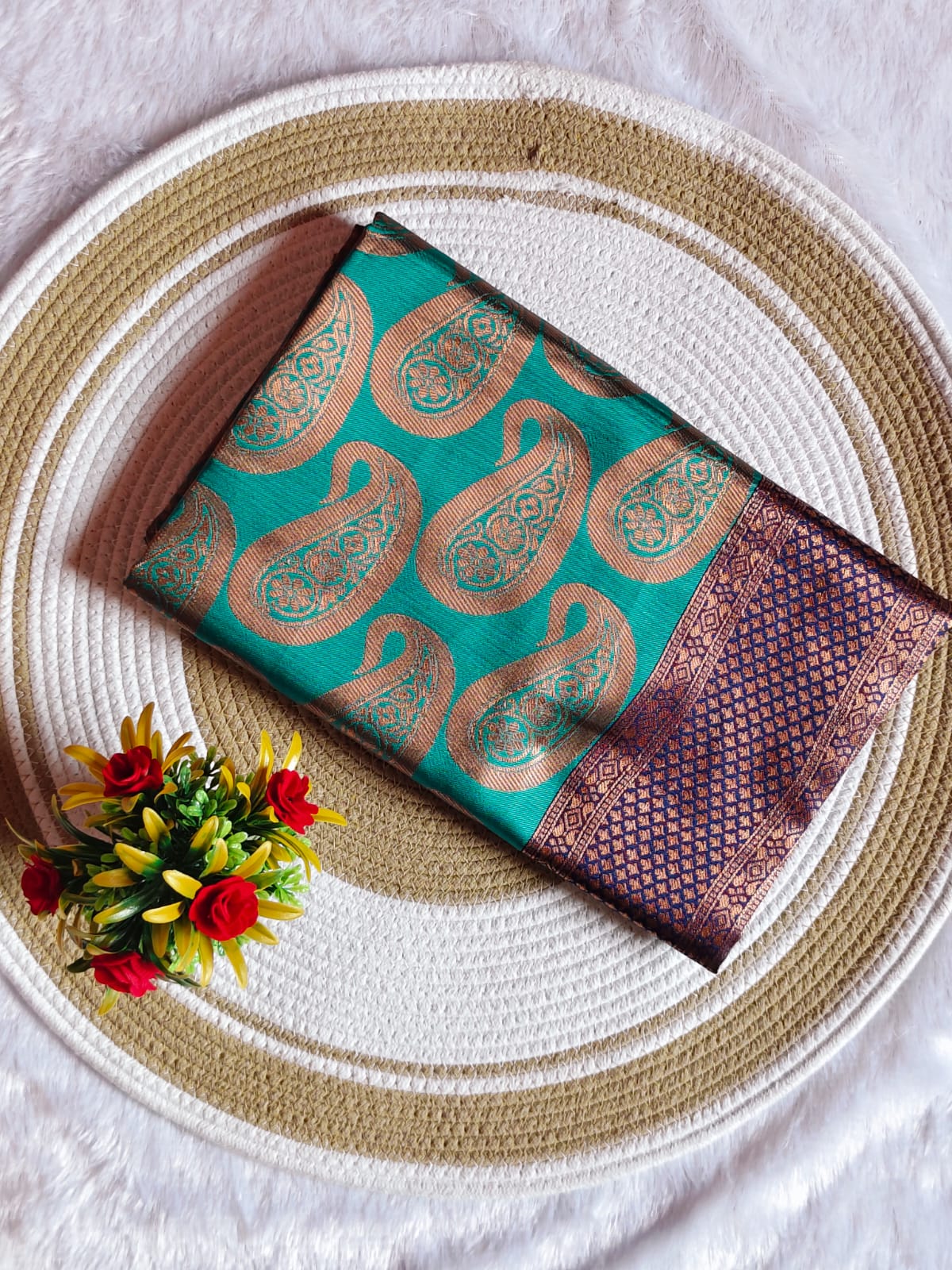 Thread Jari Elegance Sky Blue Saree