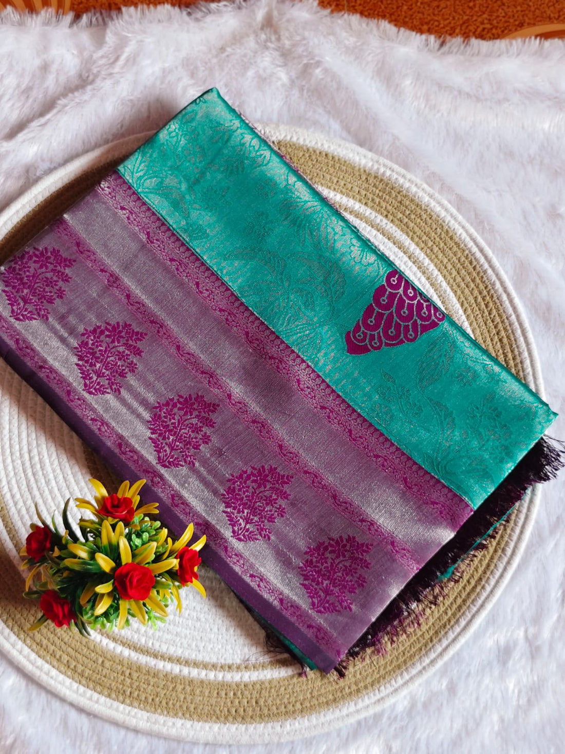 Grand Sky Blue Peacock Banarasi Silk Saree