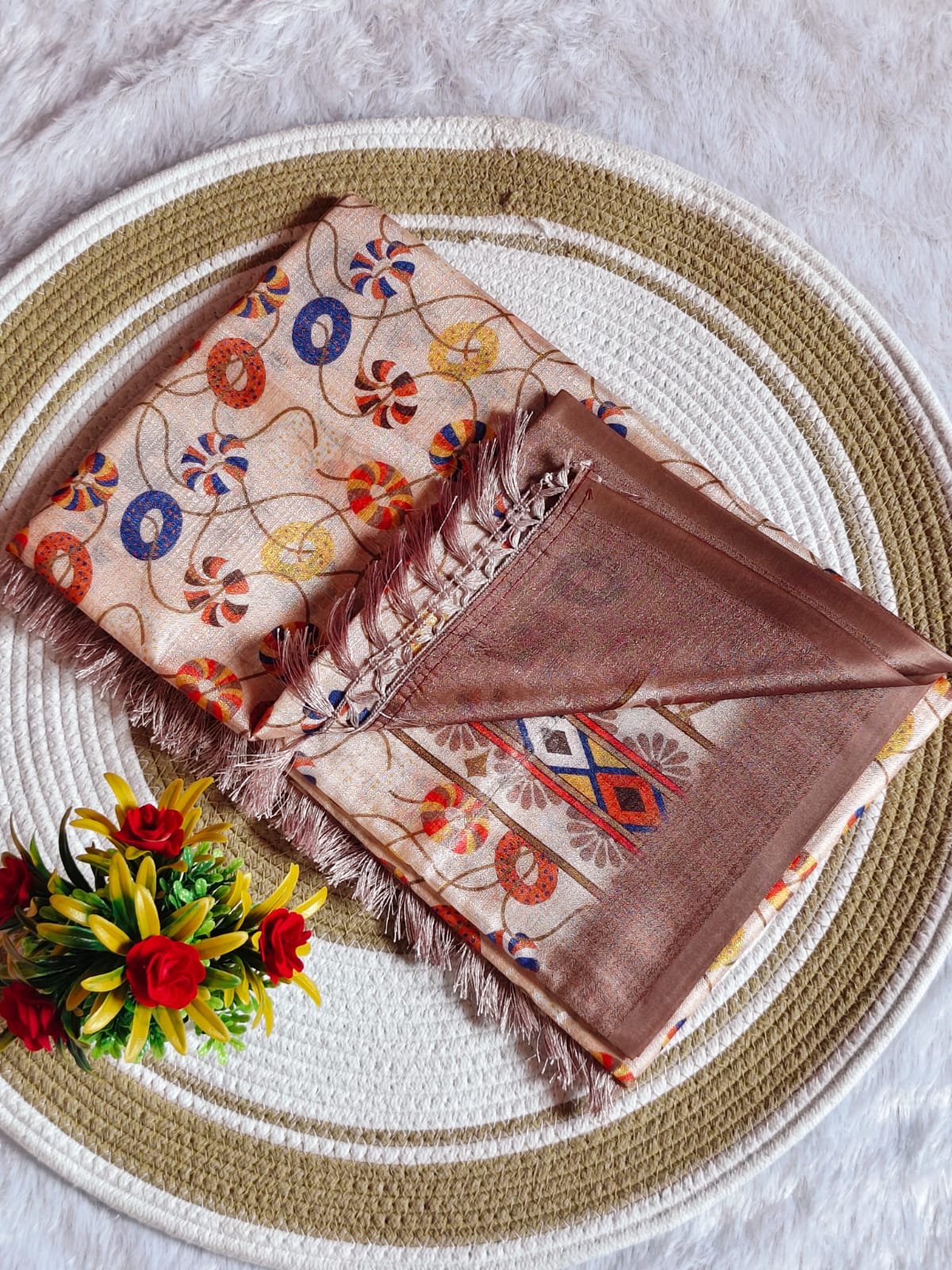 3D Digital Print Sandal Comfort Saree