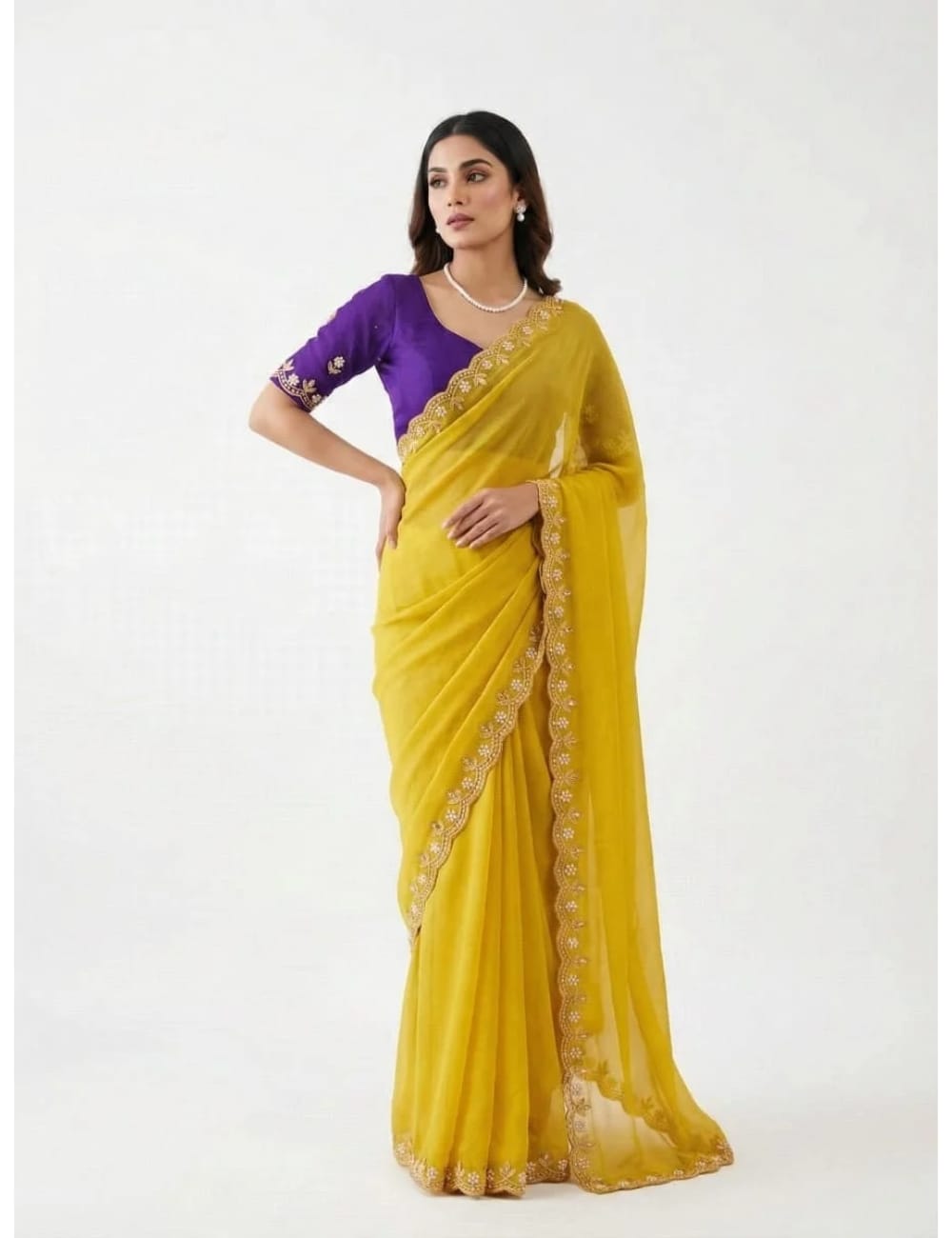 Georgette parels party saree