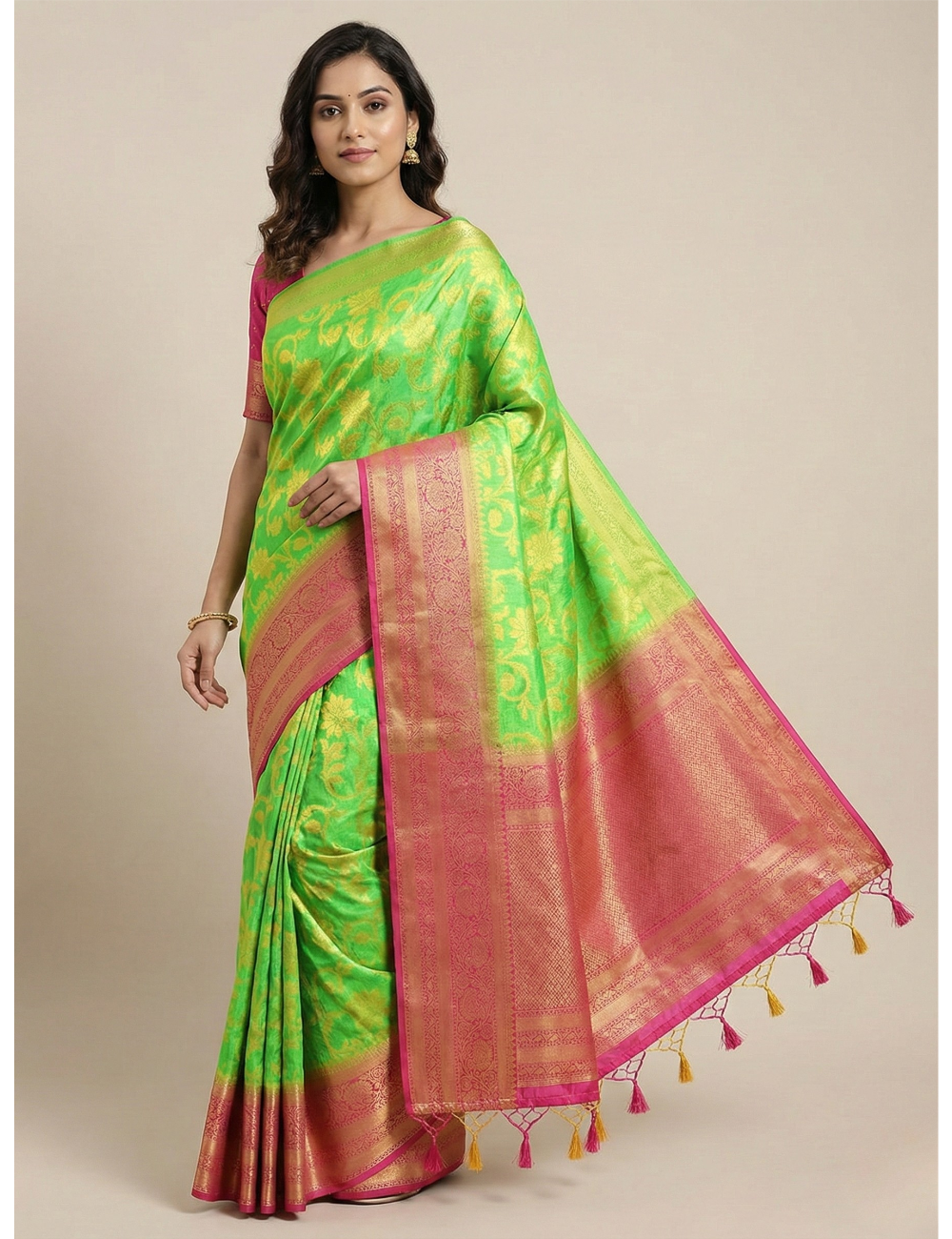 Banarasi Light Green Tissue Full Jari Work Saree