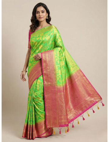Banarasi Light Green Tissue Full Jari Work Saree