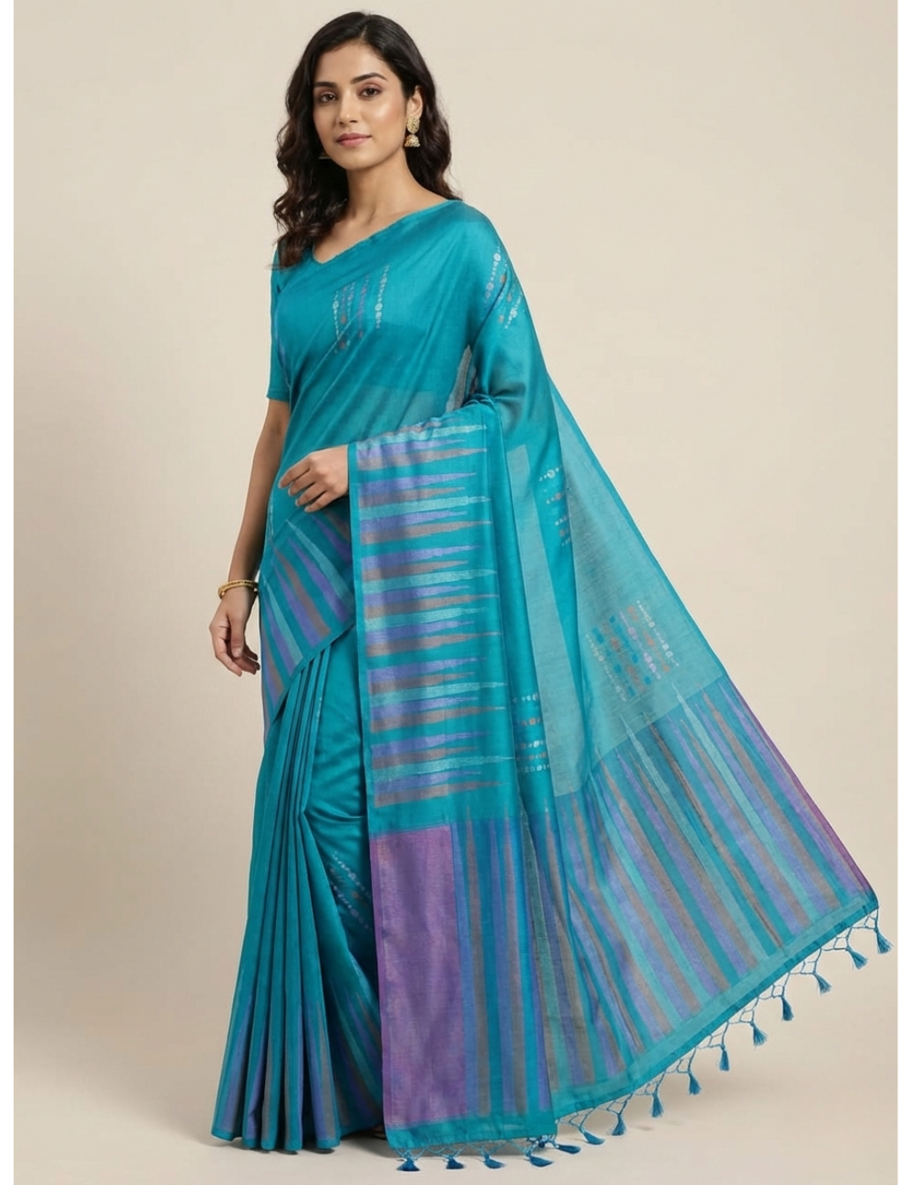 Royal Tower Pattern Sky Blue Saree