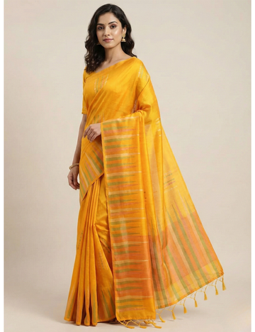 Royal Tower Pattern Yellow Saree