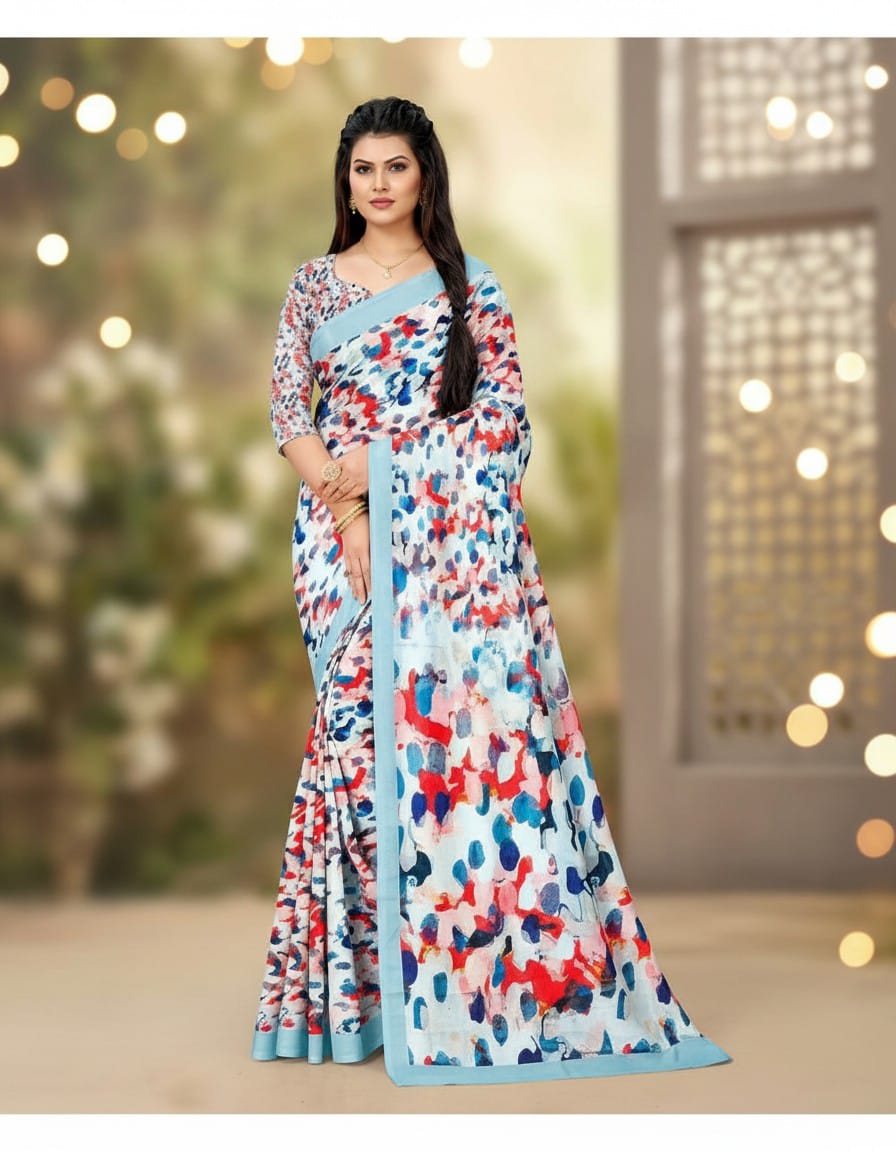 3D Digital Print Sandal With Multicolour Comfort Saree